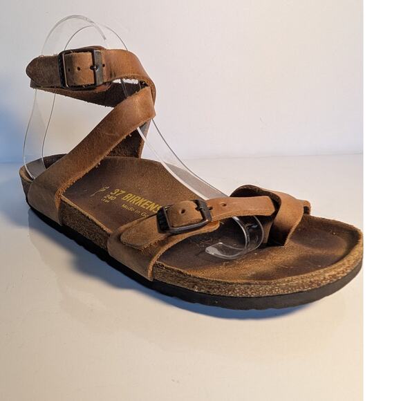 BIRKENSTOCK Yara Oiled Leather Ankle Strap Sandal Habana Brown Women's 6-6.5/37 - Picture 2 of 15